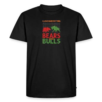 I love babysitting bears and bulls - stock - Men's Premium Organic T-Shirt - black - Front - Nico (187cm)