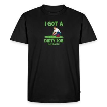 J’ai eu un sale boulot (littéralement) - feuilles - T-shirt Premium bio Homme - noir - Devant - Nico (187cm)