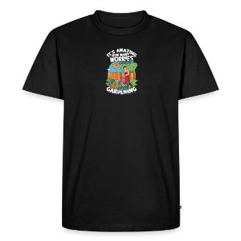 It's amazing how many worries are lost while - Men's Premium Organic T-Shirt - black - Front - Nico (187cm)