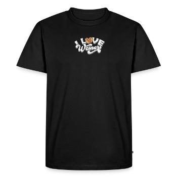 J’adore les tisseurs - chien saucisse - T-shirt Premium bio Homme - noir - Devant - Nico (187cm)