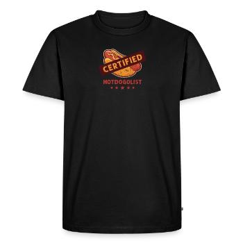 Hotdogolist certifié - amateur de hot-dogs - T-shirt Premium bio Homme - noir - Devant - Nico (187cm)