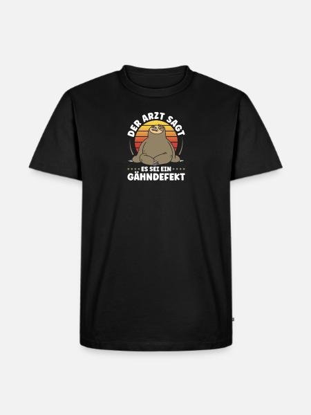 Faultier Gähndefekt, Sloth Langschläfer - Männer Premium Bio T-Shirt - Schwarz