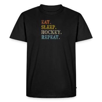 Manger dormir Hockey Répéter, Hockey sur glace - T-shirt Premium bio Homme - noir - Devant - Nico (187cm)