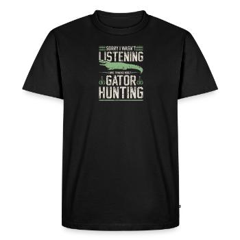 Chasseur d’alligators, penser à la chasse au gator - T-shirt Premium bio Homme - noir - Devant - Nico (187cm)