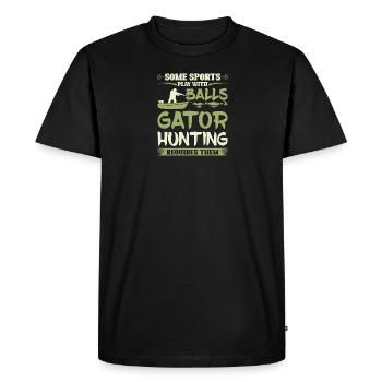 La chasse au gator nécessite des balles, un drôle d’alligator - T-shirt Premium bio Homme - noir - Devant - Nico (187cm)
