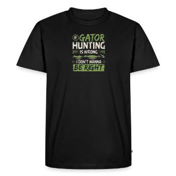 Chasseur d’alligators, Citation de chasse au gator - T-shirt Premium bio Homme - noir - Devant - Nico (187cm)