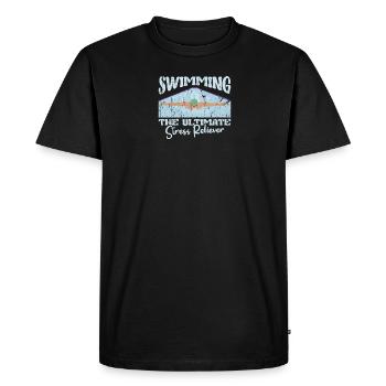 La natation : le soulagement du stress par excellence - Natation - T-shirt Premium bio Homme - noir - Devant - Nico (187cm)