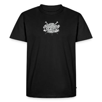 Le tricot est ma consolation, mon sanctuaire - Tricot - T-shirt Premium bio Homme - noir - Devant - Nico (187cm)