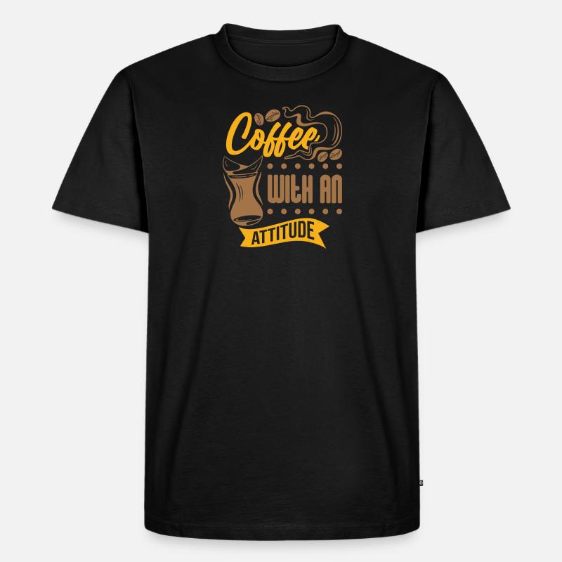 Coffee with Attitude - Männer Premium Bio T-Shirt - Schwarz