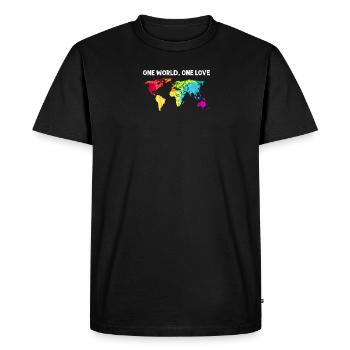 One World, One Love - Diversity - Men's Premium Organic T-Shirt - black - Front - Nico (187cm)