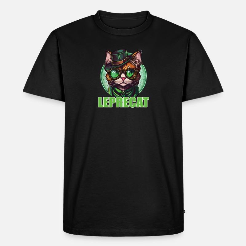 St. Patricks Day Katze - Männer Premium Bio T-Shirt - Schwarz