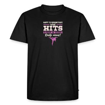 Heureux de démontrer ce qui frappe | JiuJitsu brésilien - T-shirt Premium bio Homme - noir - Devant - Nico (187cm)