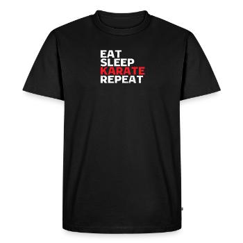 Manger Sommeil Karaté Répéter | Karaté - T-shirt Premium bio Homme - noir - Devant - Nico (187cm)