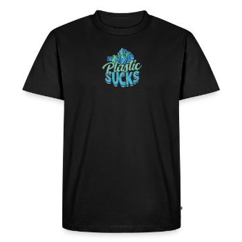 Plastic Sucks - Plastic - Men's Premium Organic T-Shirt - black - Front - Nico (187cm)