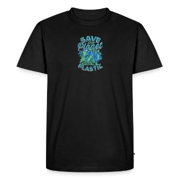 Save the planet, ditch the plastic - Plastic - Men's Premium Organic T-Shirt - black - Front - Nico (187cm)
