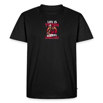 Life is tough, but so are lumberjacks. - - Men's Premium Organic T-Shirt - black - Front - Nico (187cm)