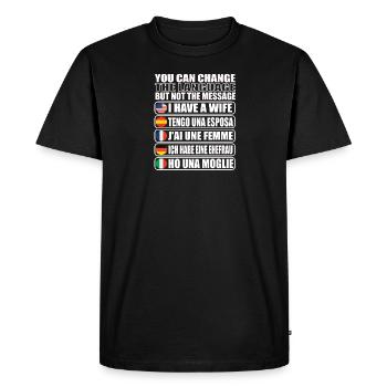 Idée cadeau pour homme marié J’ai un - T-shirt Premium bio Homme - noir - Devant - Nico (187cm)