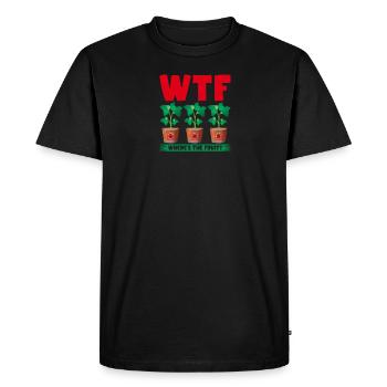 WTF Where's The Fruit, Funny Tomato Plant - Men's Premium Organic T-Shirt - black - Front - Nico (187cm)
