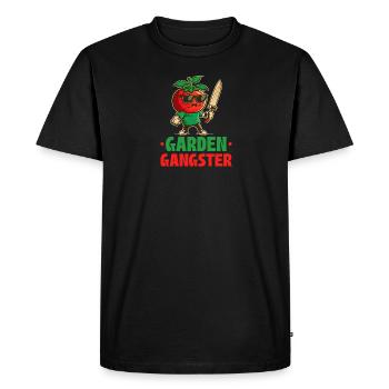 Tomate Plant Garden Gangster, Drôle de tomate - T-shirt Premium bio Homme - noir - Devant - Nico (187cm)