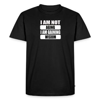 Je ne vieillis pas, je deviens plus sage - T-shirt Premium bio Homme - noir - Devant - Nico (187cm)