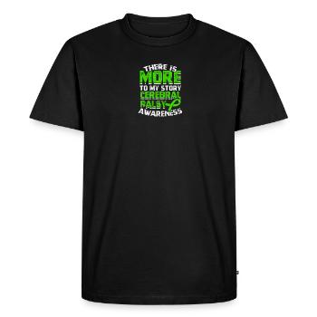Il y a plus dans mon histoire - la paralysie cérébrale - T-shirt Premium bio Homme - noir - Devant - Nico (187cm)