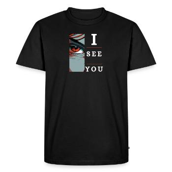 I see you mysterious cartoon eye, feminine, - Men's Premium Organic T-Shirt - black - Front - Nico (187cm)