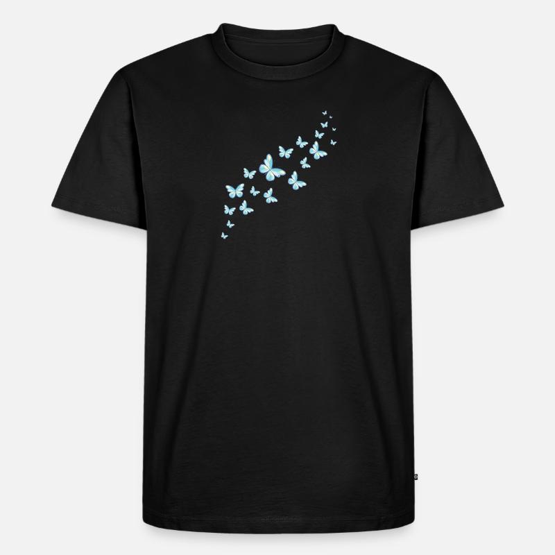 Blaue Schmetterlinge Schmetterling Schwarm Bunt - Männer Premium Bio T-Shirt - Schwarz