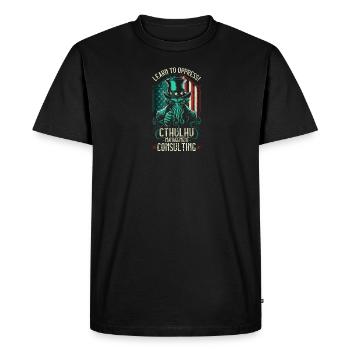 Cthulhu Management Consulting, Funny Cosmic Horror - Men's Premium Organic T-Shirt - black - Front - Nico (187cm)