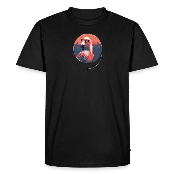 Flamingo with sunglasses, tropical bird - Men's Premium Organic T-Shirt - black - Front - Nico (187cm)