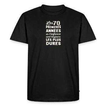 70 ans Anniversaire Gateau Papy Humour Retraité Pa - Men's Premium Organic T-Shirt - black - Front - Nico (187cm)