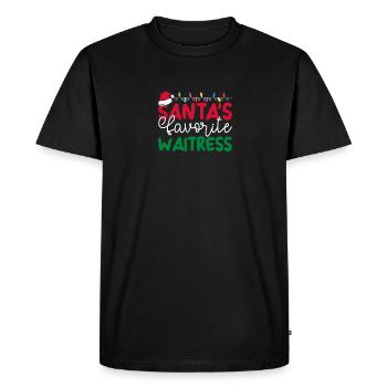 Serveuse au bar du restaurant - T-shirt Premium bio Homme - noir - Devant - Nico (187cm)