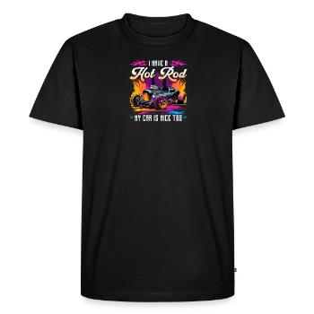 J’ai un hot rod ma voiture est belle trop drôle muscle - T-shirt Premium bio Homme - noir - Devant - Nico (187cm)