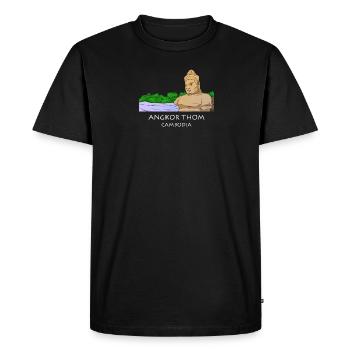 Cambodge Temple Khmer Vintage Flag I Cadeau - T-shirt Premium bio Homme - noir - Devant - Nico (187cm)