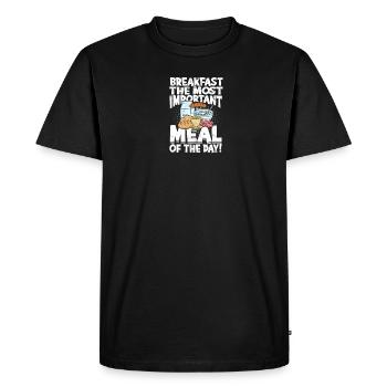 Breakfast: the most important meal of the day! - - Men's Premium Organic T-Shirt - black - Front - Nico (187cm)