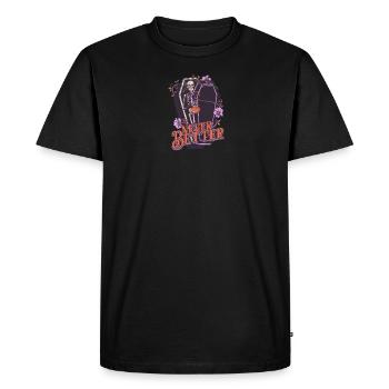 NEVER BETTER Halloween Skeleton - Bones - Men's Premium Organic T-Shirt - black - Front - Nico (187cm)