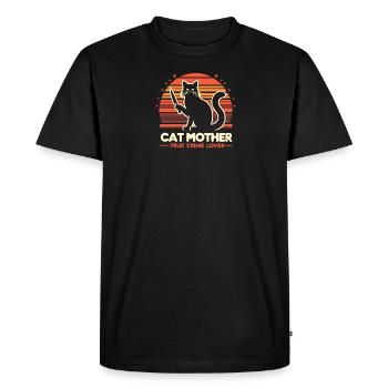Cat Mother True Crime Lover, True Crime And Cats - Men's Premium Organic T-Shirt - black - Front - Nico (187cm)