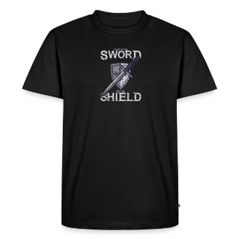Trust in the sword, not the shield - Shield - Men's Premium Organic T-Shirt - black - Front - Nico (187cm)