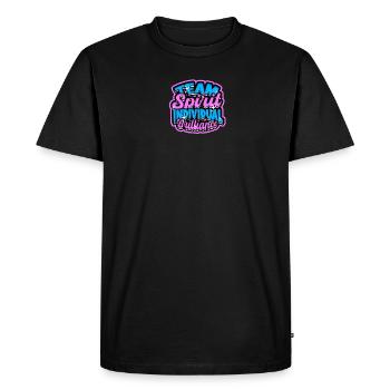 Team Spirit, Individual Brilliance - Team - Men's Premium Organic T-Shirt - black - Front - Nico (187cm)