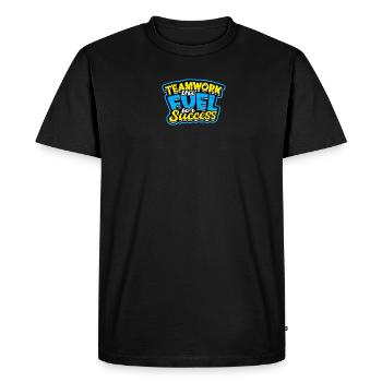 Le travail d’équipe : le carburant du succès - Équipe - T-shirt Premium bio Homme - noir - Devant - Nico (187cm)