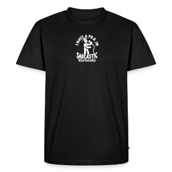 J’ai un doctorat en remarques sarcastiques - Comédien - T-shirt Premium bio Homme - noir - Devant - Nico (187cm)