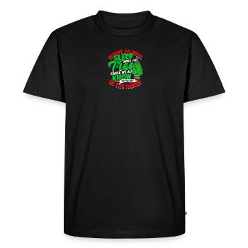 MIGHT AS WELL SLEEP UNDER THE TREE - Christmas - Men's Premium Organic T-Shirt - black - Front - Nico (187cm)