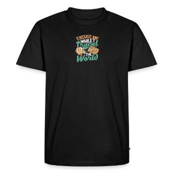 Excusez-moi pendant que je voyage à travers le monde - Aventure - T-shirt Premium bio Homme - noir - Devant - Nico (187cm)