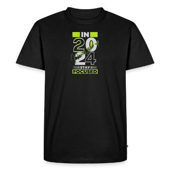 Objectif 2024 : Motivation pour la réussite et objectifs - T-shirt Premium bio Homme - noir - Devant - Nico (187cm)