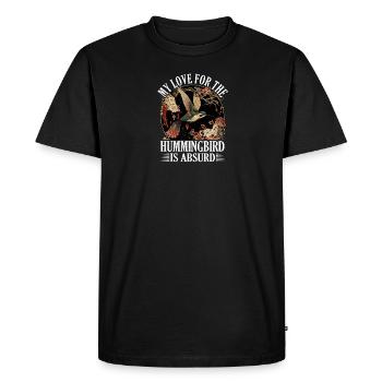 Artistic Floral Hummingbird - Men's Premium Organic T-Shirt - black - Front - Nico (187cm)
