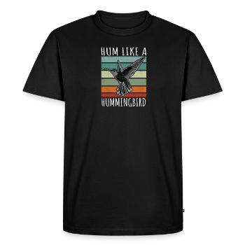 Hum Like A Hummingbird - Men's Premium Organic T-Shirt - black - Front - Nico (187cm)