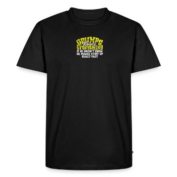 GRUMPS KNOWS EVERYTING IF HE DOESN'T - Pretense - Men's Premium Organic T-Shirt - black - Front - Nico (187cm)