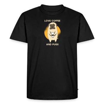 Mignons Carlins Et Amateurs De Café Propriétaires De Chiens À Emporter - T-shirt Premium bio Homme - noir - Devant - Nico (187cm)