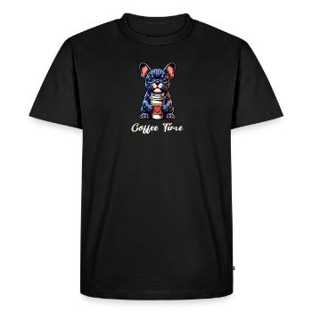 Cute French Bulldog Takeaway Coffee Lovers Men - Men's Premium Organic T-Shirt - black - Front - Nico (187cm)