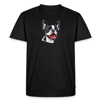 Boston Terrier | Cartoon Artwork - Men's Premium Organic T-Shirt - black - Front - Nico (187cm)