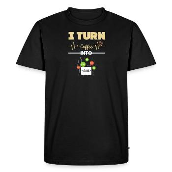 I Turn Coffee into Code! - Men's Premium Organic T-Shirt - black - Front - Nico (187cm)